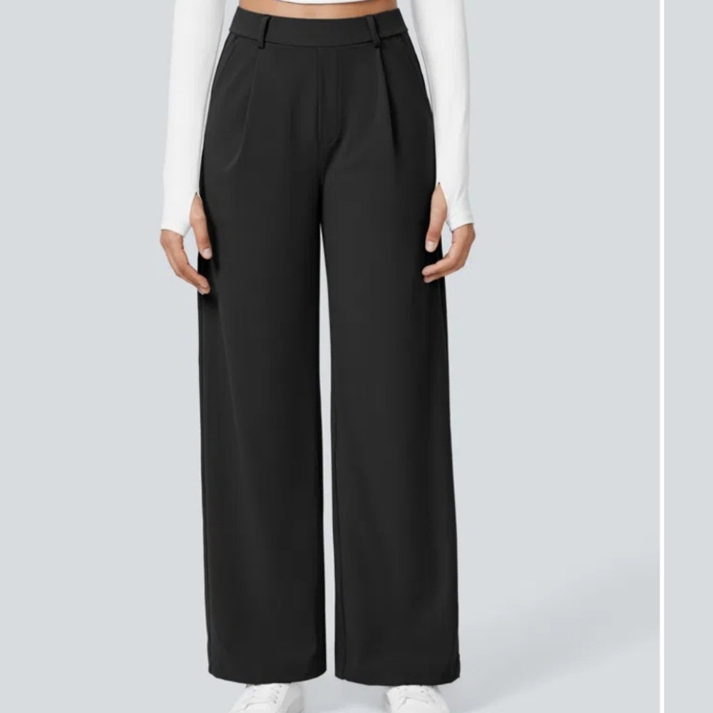 HALARA High Waisted Side Pocket Straight Leg Work Pants Black Size XS